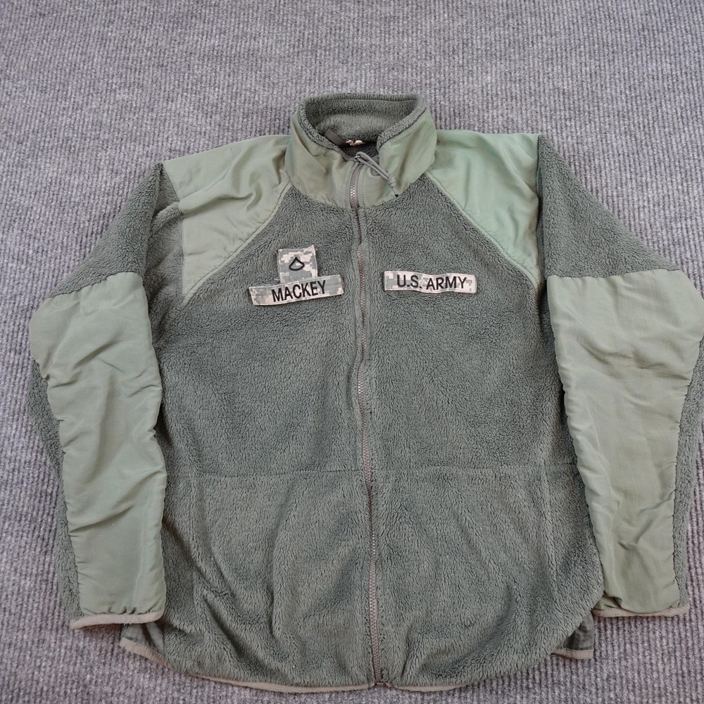 US Military Fleece Jacket Mens Large Long Green Cold Weather Gen III US Army